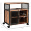 Rustic Brown Printer Stand With Socket. Neatly Store Office Essentials. Move Freely Wheels. Versatile Accessory Ports & Socket, Brown. Equipment. Mobile Brake System.
