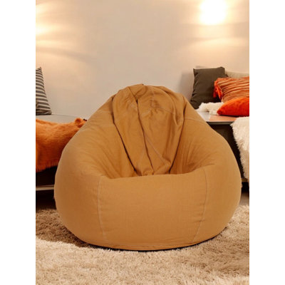 96" Handmade Cotton Bean Bag Cover Tan | Large Bean Bag Chair Cover | Boho Floor Seating For Kids Room, Dorm | Handmade Cotton Beanbag Cover