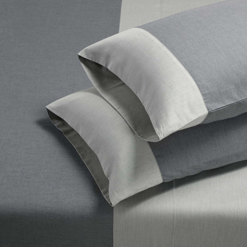 Calvin Klein Contrast Weave Sheet Set, Blue, King Sheet Set with 2 Pillowcases