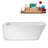 63" Streamline Freestanding Soaking Acrylic Bathtub With Drain and Bamboo Tray-75299218