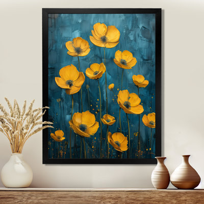 Reproduction d'art mural jaune et vert sur fond clair de lune - Buttercups
