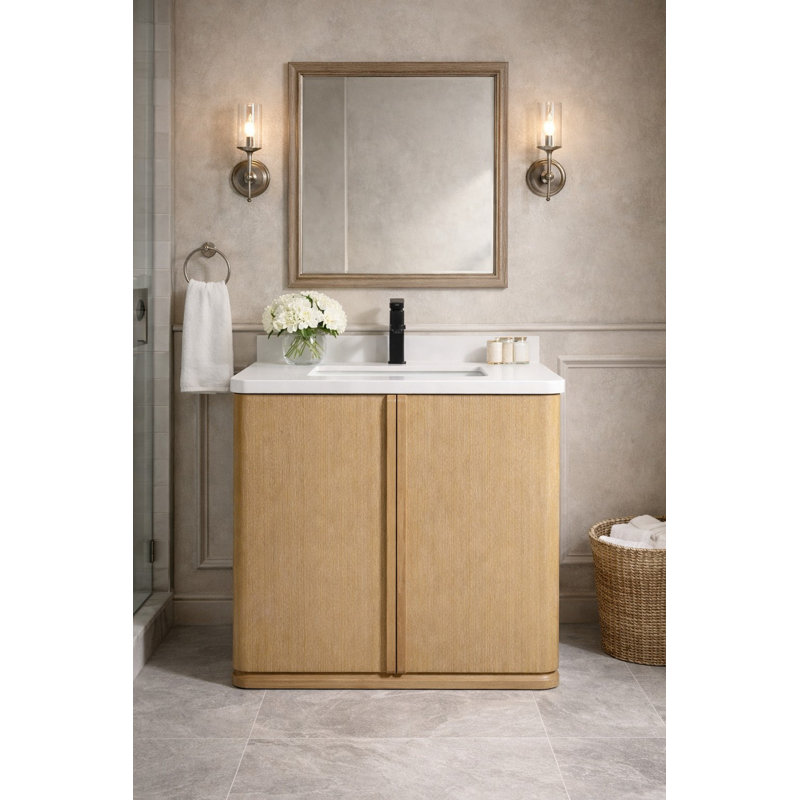 Bueche 30'' Single Bathroom Vanity With Engineered Quartz Top