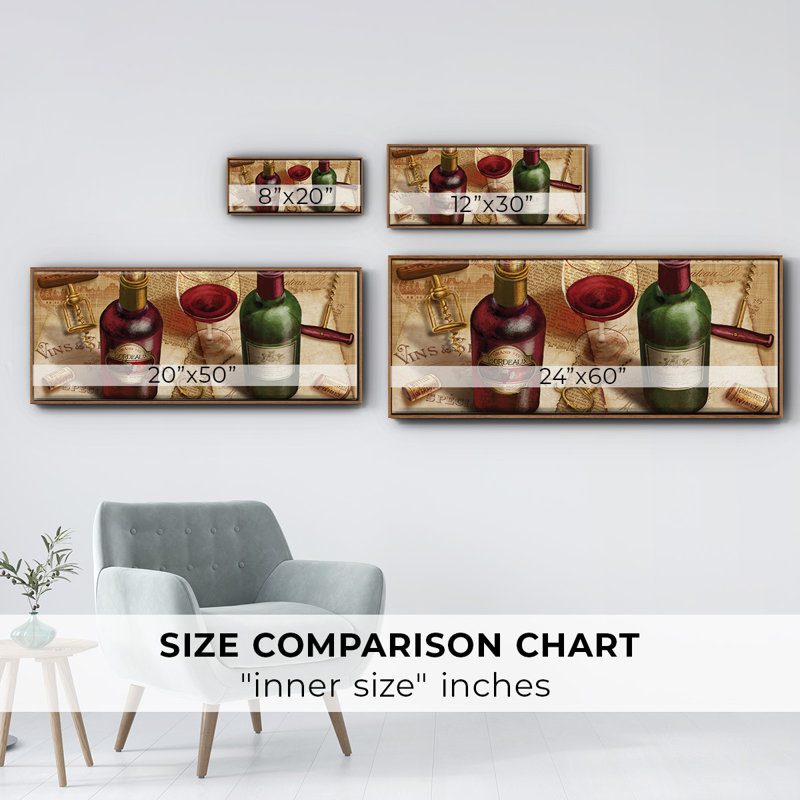 Wine Pairing- Framed Canvas, 8" H x 20" W
