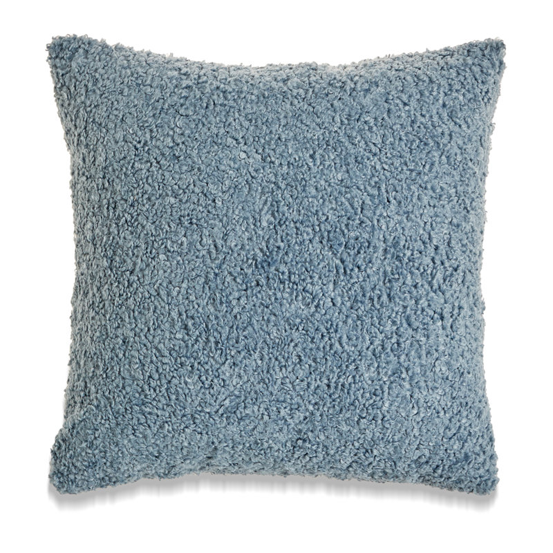 FRENCH BOUCLE Reversible Throw Pillow, Blue, Feather, 20" H x 20" W