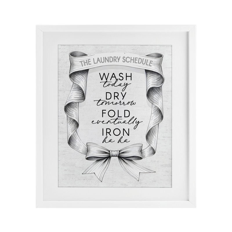 «Elegant Banner Laundry Programme», impression encadrée sous verre, design avec lettres et doublure, H 16 po x l 13 po