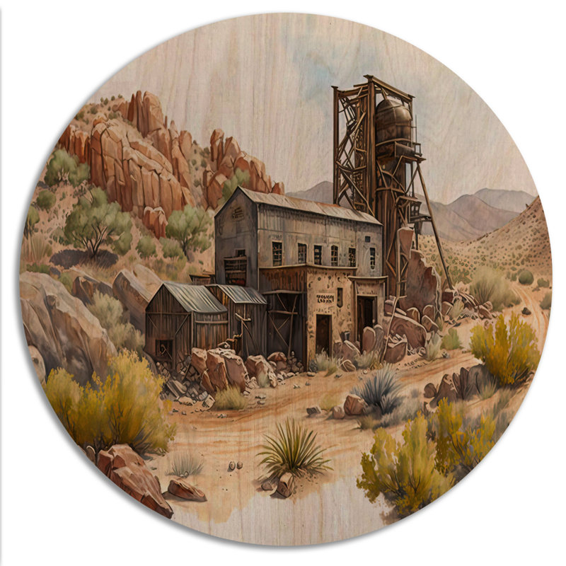 Wild West Mine In Arizona III - Art mural en bois du sud-ouest - Bois de pin naturel, H 29 po x l 29 po x P 1 po