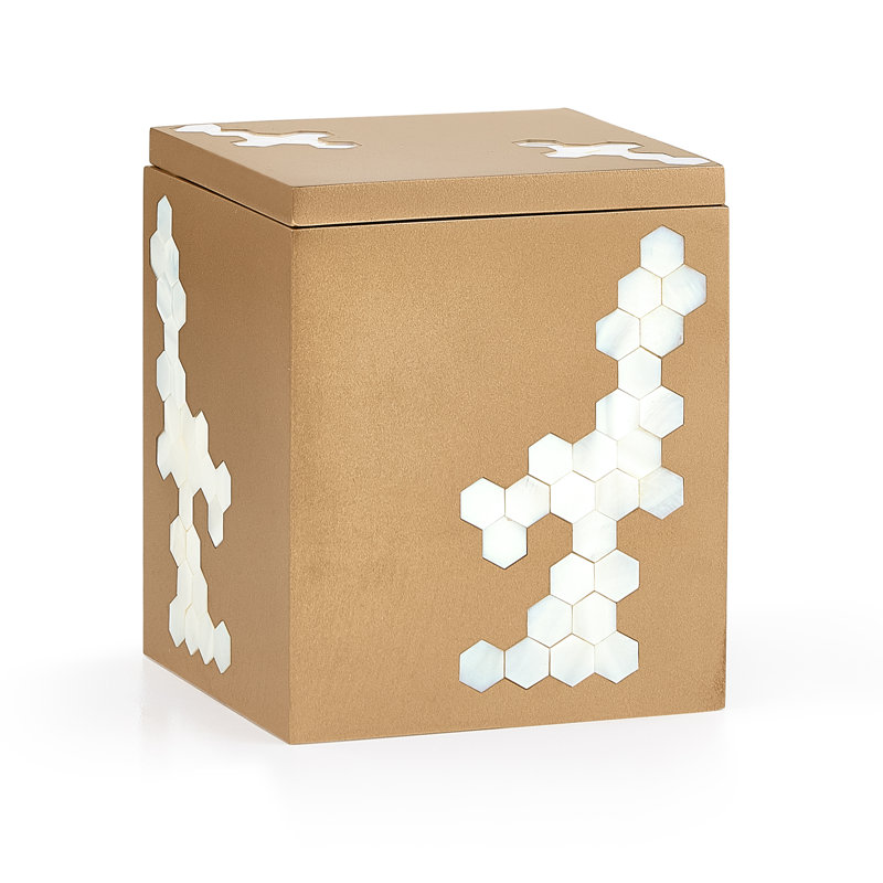 Hex Bathroom Storage Container, Gold