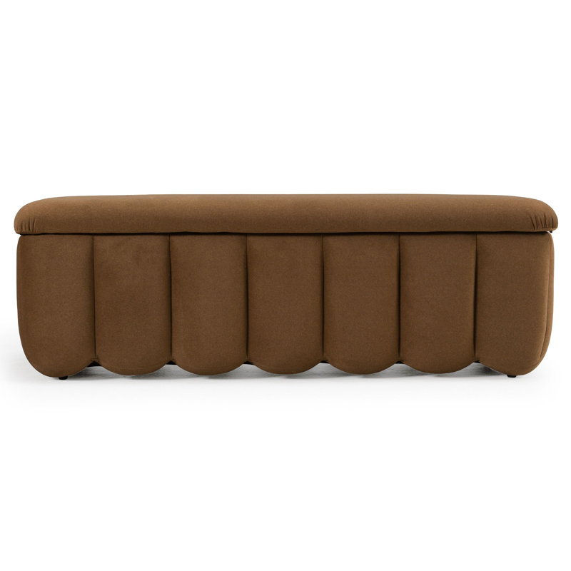 Claverton - Banc en tissu brun moderne avec rangement, Brun