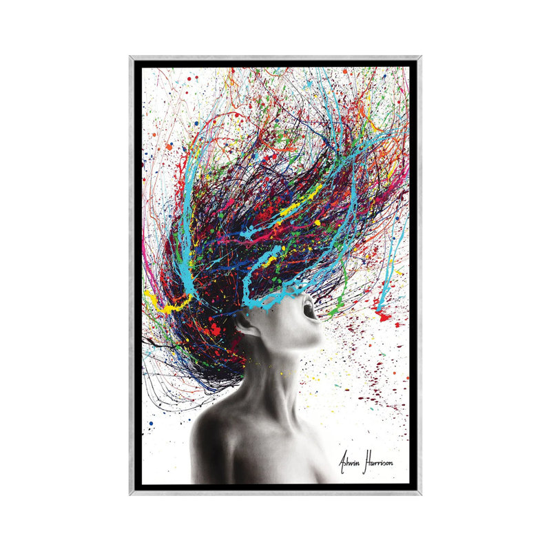 «The Edge» par Ashvin Harrison - impression d'art graphique, H 26 po x l 18 po x P 1,5 po, Toile avec cadre argenté
