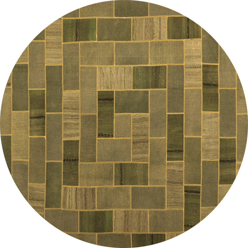 Tapis contemporains brun lavable à la machine 2629, Rond 3 pi