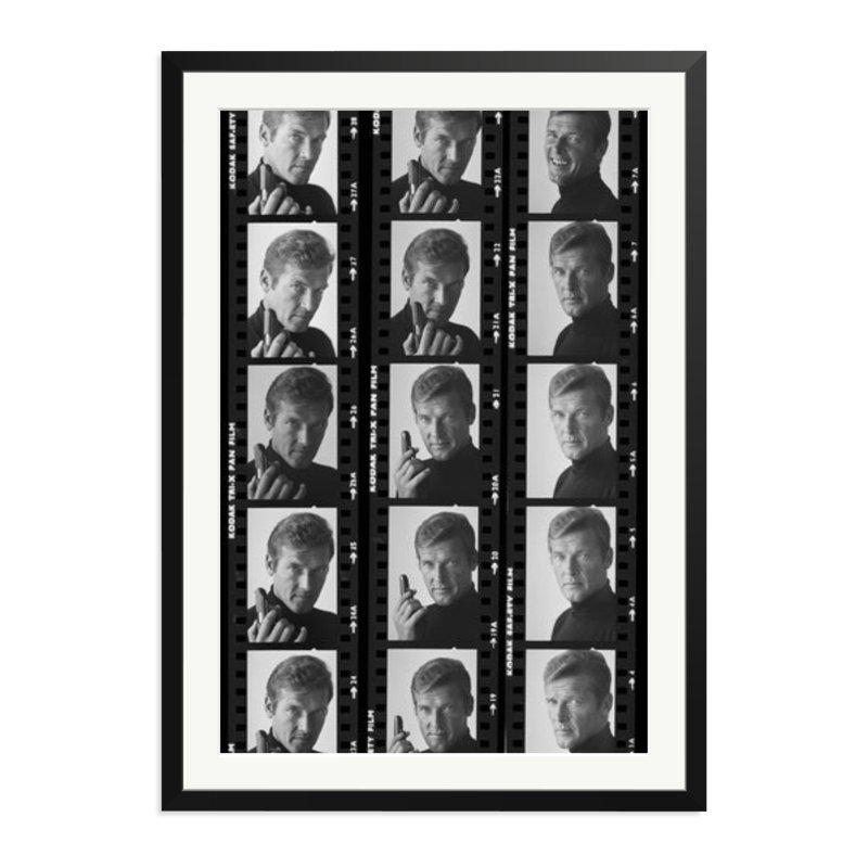 Roger Moore Contact Sheet, Black, 38" H x 27" W