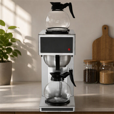 Commercial Stainless Steel Drip Coffee Maker with Dual Carafes