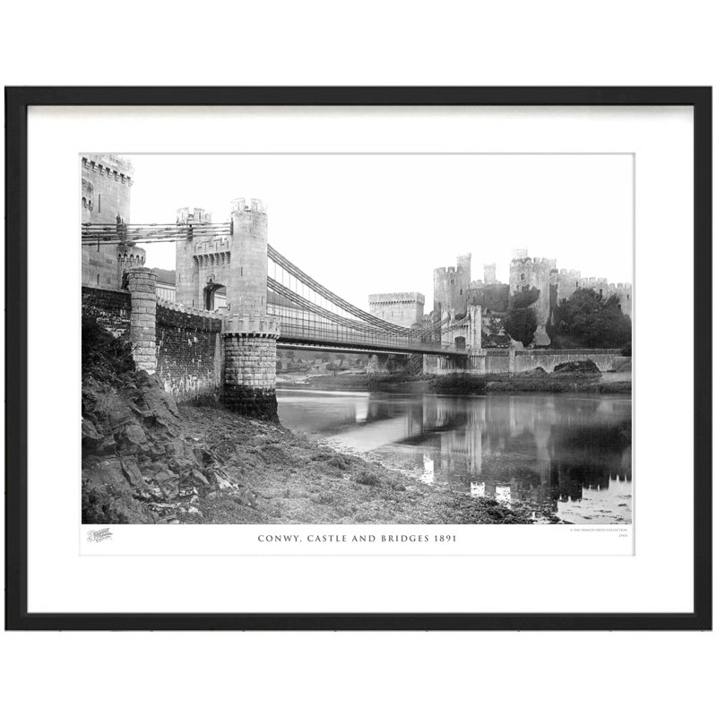 Conwy, Castle And Bridges 1891 - Single Picture Frame Print, 45cm H x 60cm W x 2.3cm D