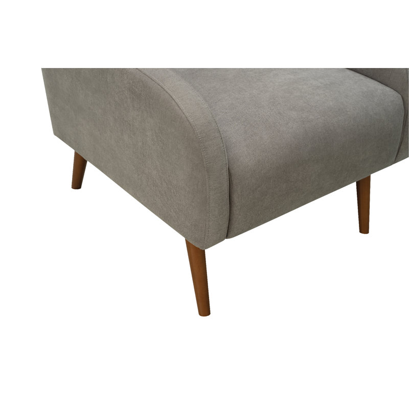 Gray Upholstered Modern Rocking Chair with Wooden Legs
