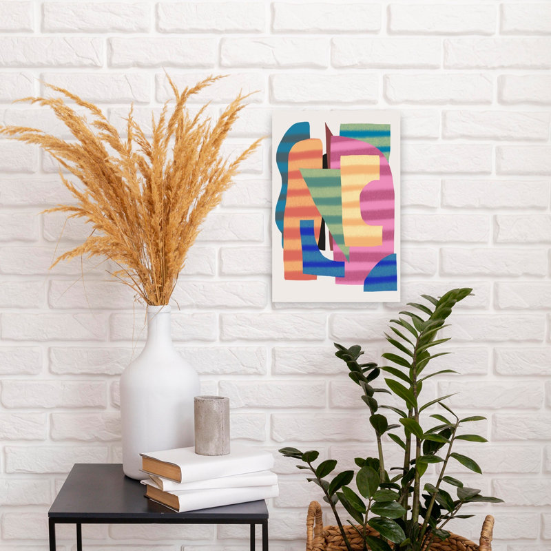 Colorful Striped Shapes Abstract Modern Wall Art Print, 45.72cm H x 30.48cm W