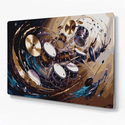 «Music Drums», art mural en métal noir