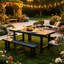 Table de salle à manger extérieure noire en PEHD rectangulaire avec trou pour parasol, table de patio en grain de bois résistante aux intempéries, capacité de 220 lb pour une utilisation commerciale à 4 ou 6 personnes-131990186