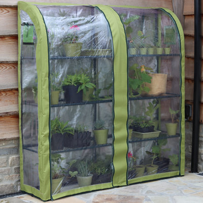 Haxnicks Double Light-Booster Mini Greenhouse 59" W x 63" H x 15.7" D