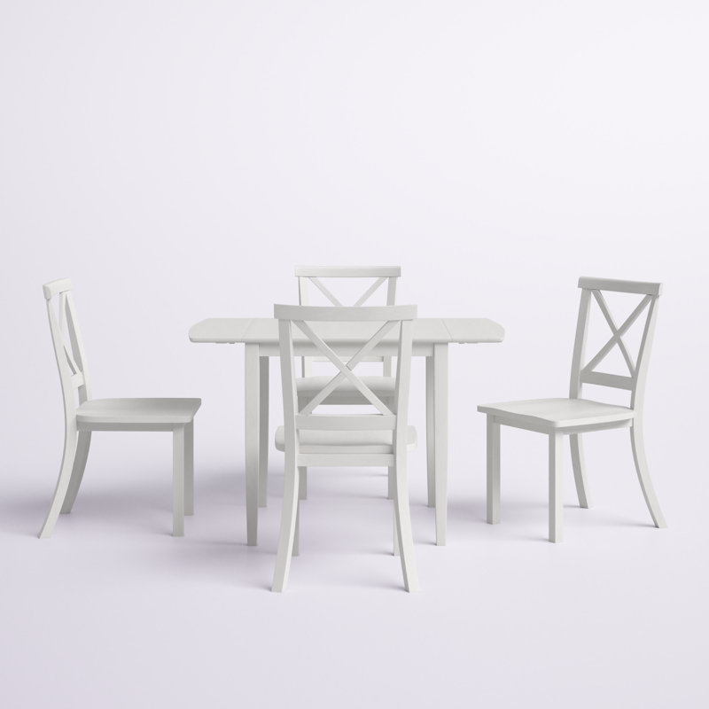 Fergerson Four Leg Dining Set, White, 5 Pieces: 1 Table, 4 Chairs