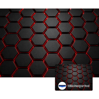 Papier peint adhésif auto-adhésif moderne pour la chambre à coucher avec motifs hexagonaux gris et rouge 100 "L x 144" Peel and Stick