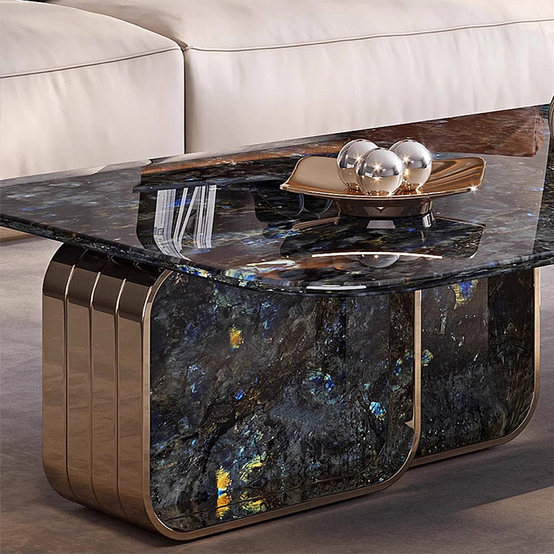 Table basse de luxe moderne en pierre micro-cristalline, H 15,75 po x L 51,18 po x l 27,56 po