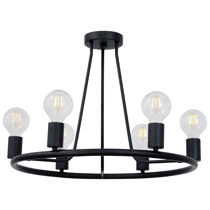 Plafonnier semi-encastré 6 lumières, Noir