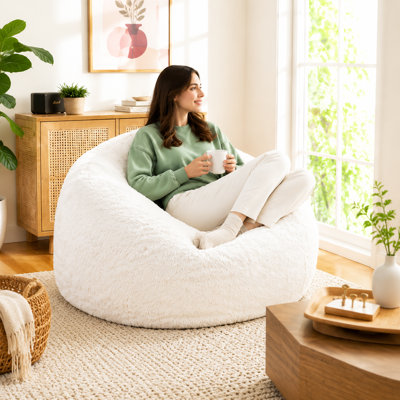 Fauteuil à billes, fauteuil à billes en mousse à mémoire de forme, fauteuil à billes en fausse fourrure moelleuse, fauteuils confortables pour le salon, les chambres à coucher, la détente, la lecture, les jeux vidéo