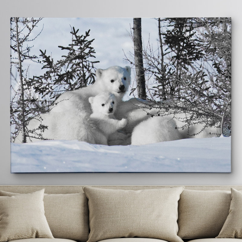 « winter oursons », reproduction de photo sur toile tendue, H 36 po x l 48 po x P 1,5 po, Toile tendue