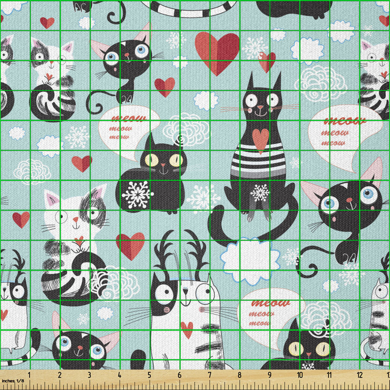 Deptula Cats Among Hearts Daydreaming Kitties Cat Ears Multi-Purpose Fabric