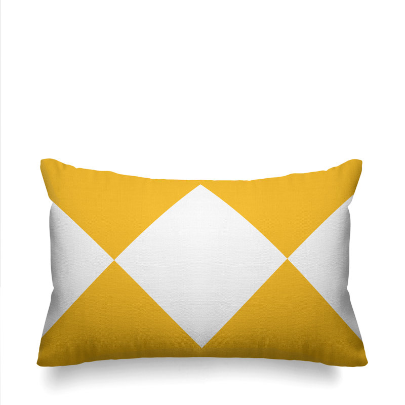 Coussin décoratif à motif géométrique intérieur / extérieur Alexis Diamond, Jaune
