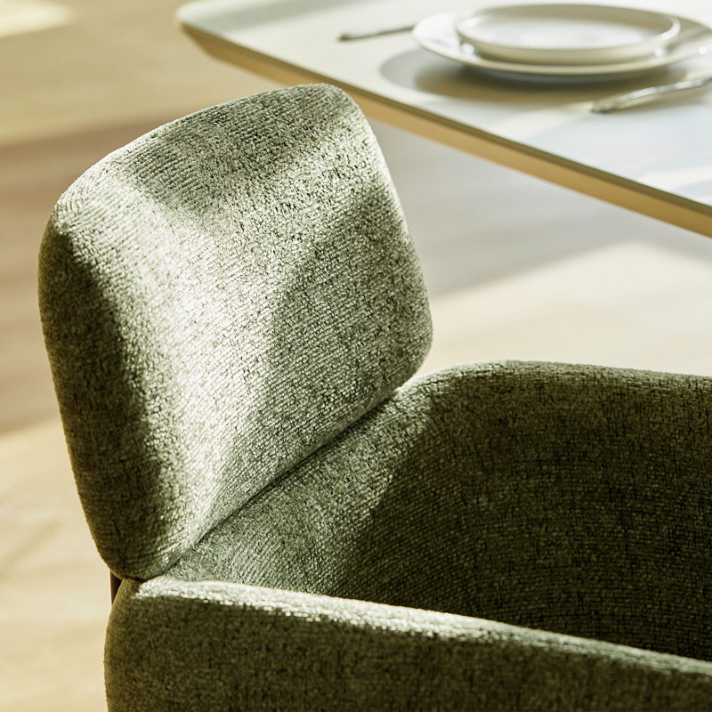 Chenille Fabric Upholstered Set Dining Chair,360°Swivel Accent Chair For Kitchen Living Room, Green