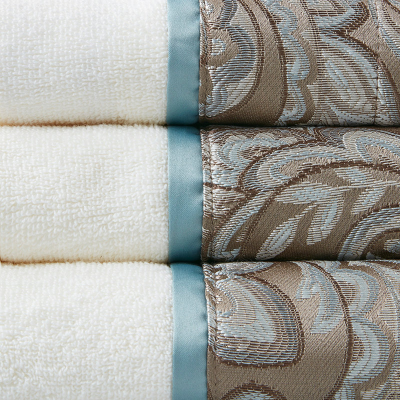 6 Piece Jacquard Towel Set, Blue/Brown