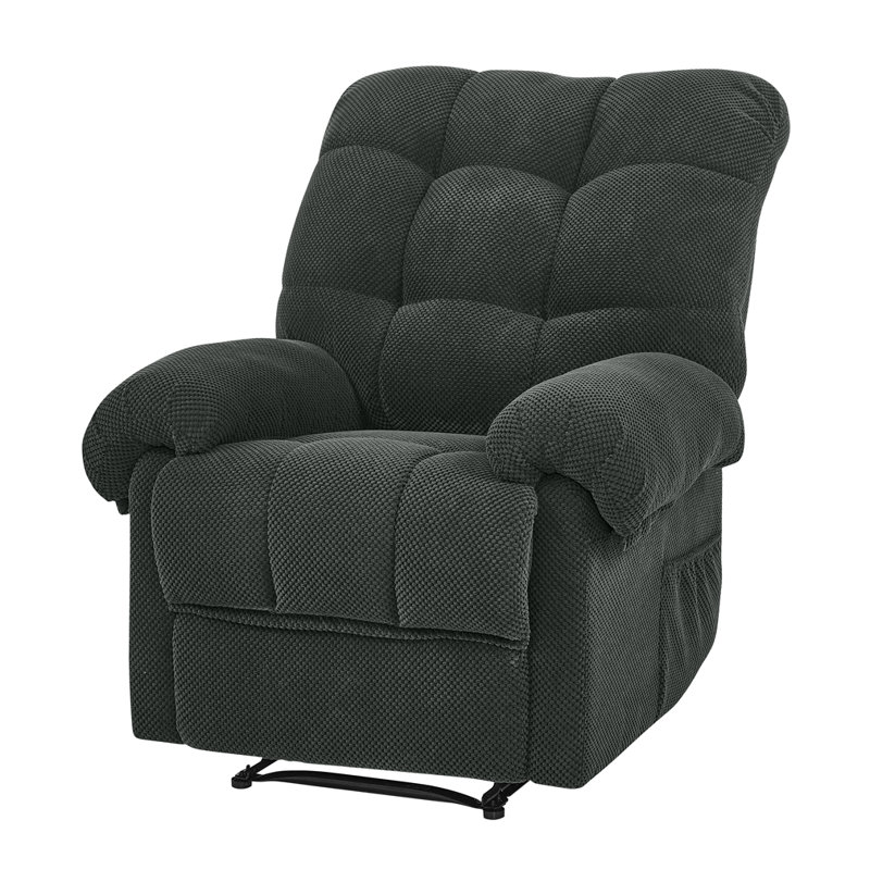 Green Recliner  Chair, Overstuffed Armchair Manual Recliner, Dark Gray