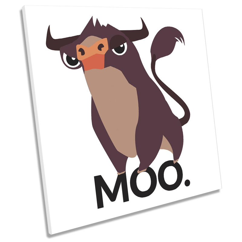Cow Bull Moo - Wrapped Canvas Art Prints, 40.6cm H x 40.6cm W x 2cm D