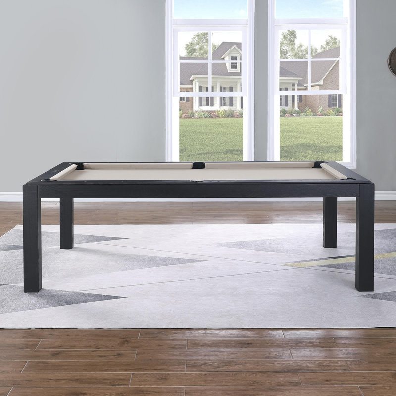Table de billard en ardoise avec plateau de salle à manger Olivia, Sable, Remise en plastique l 8 pi, Noir rétro
