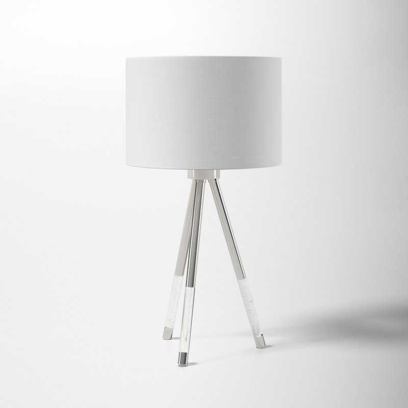 Rurik 24" Brushed Steel/Clear Tripod Table Lamp