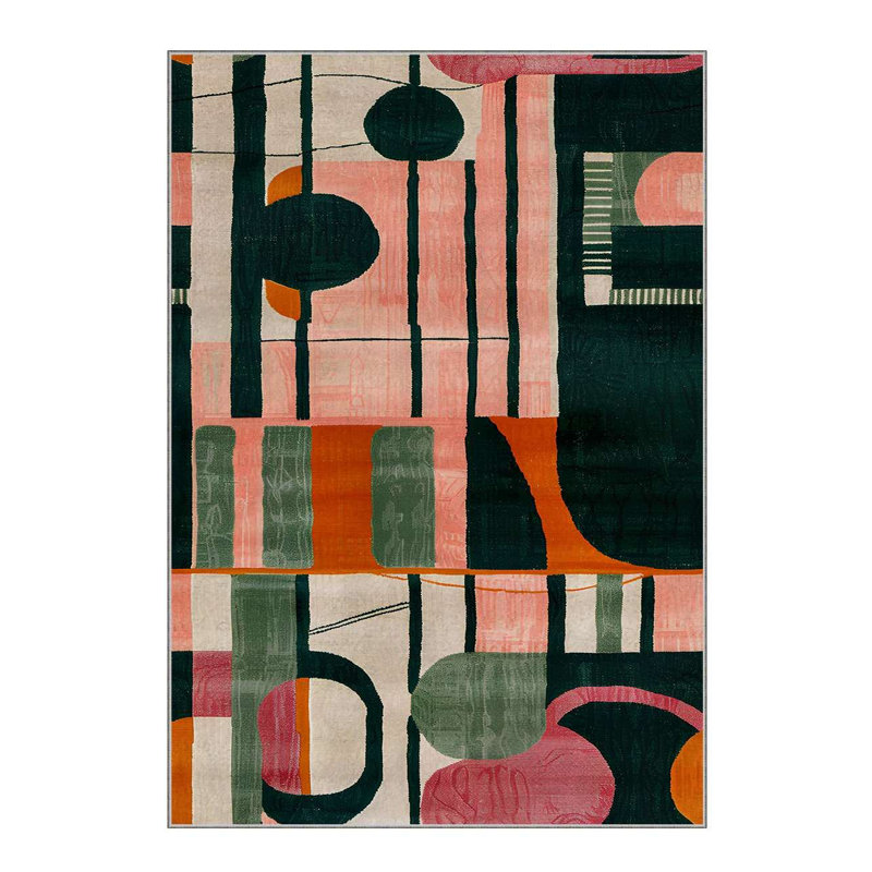 Stylish Area Rug, 5.2 x 7.5 Feet, 60% Cotton / 40% Polyester | Non-Slip Cotton Underside, Machine Woven, Digital Print | Total Thickness: 0.3 Inches | Washable at 30°C, Perfect for Living Room & Bedroom Decor