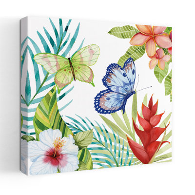 Trésors des tropiques VI, papillon abstrait, hibiscus, orchidée, fleur, art tropical