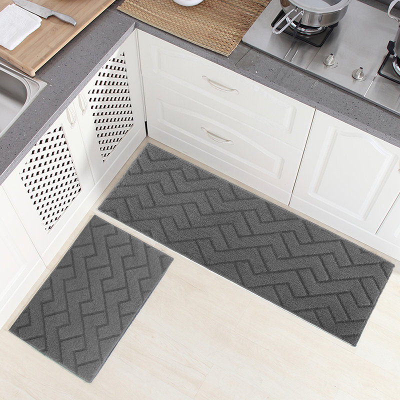 Tapis de cuisine antidérapant Weisler, Gris