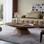 Table basse ovale luxueuse de couleur noyer clair-1313166148