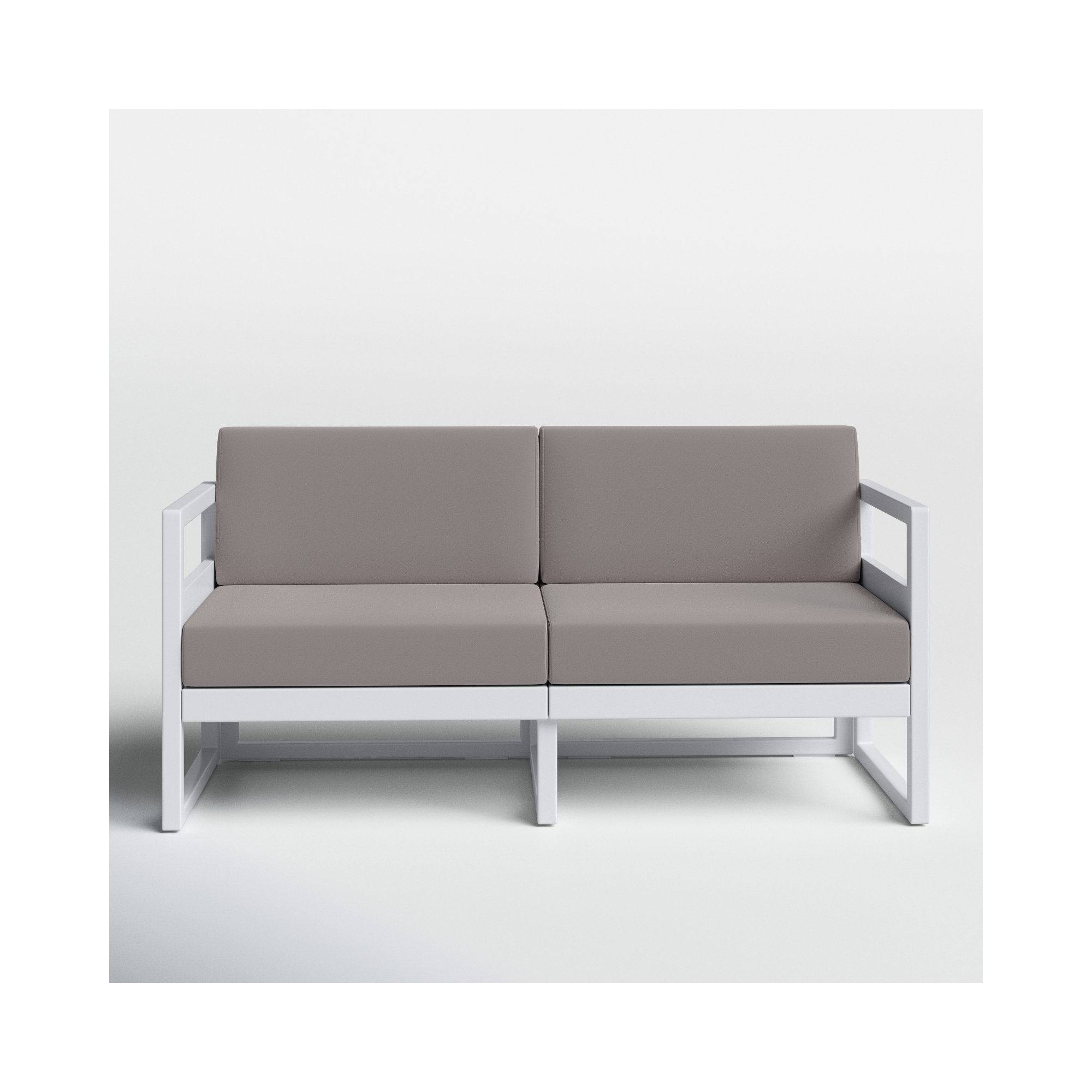 Lane 58'' Wide Straight Loveseat with Cushions, White, Taupe