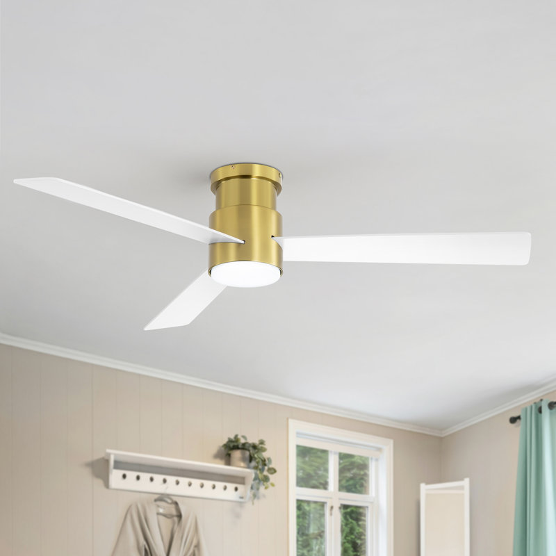 Ventilateurs de plafond de 52 pouces avec lumières, ventilateur de plafond à profil bas avec lumière, ventilateur de plafond encastré avec télécommande, ventilateur de plafond pour chambre à coucher, 6 vitesses, 3 pales réversibles