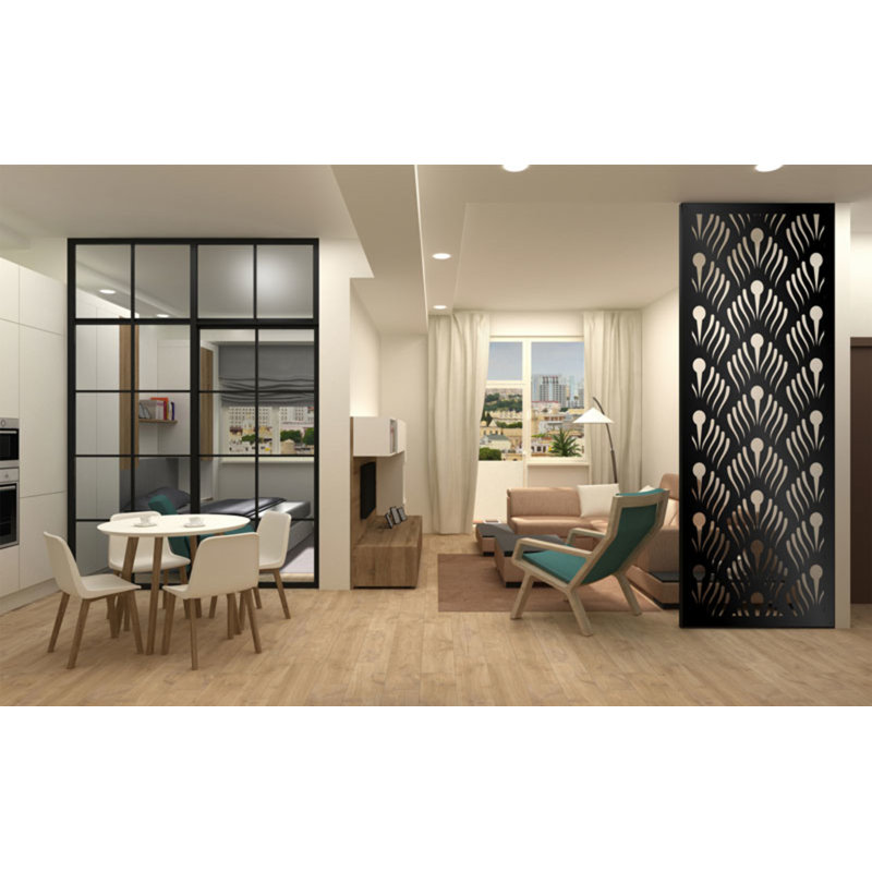 Panneau d'intimité en aluminium découpé au laser Royal, Noir mat, L 24 po x H 60 po
