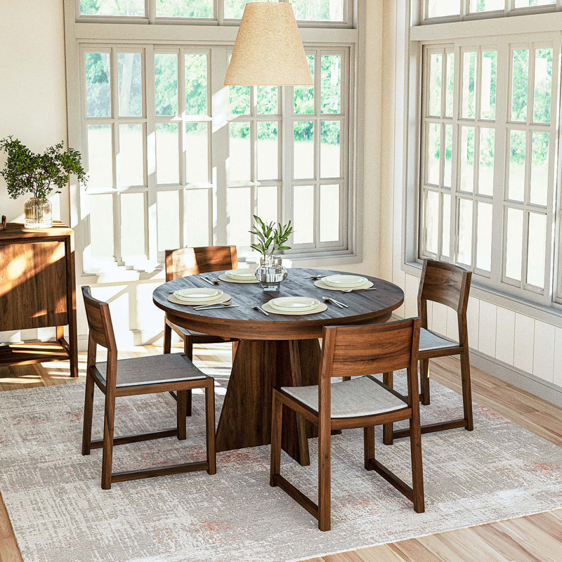 Saranac Round Walnut Wood Dining Table