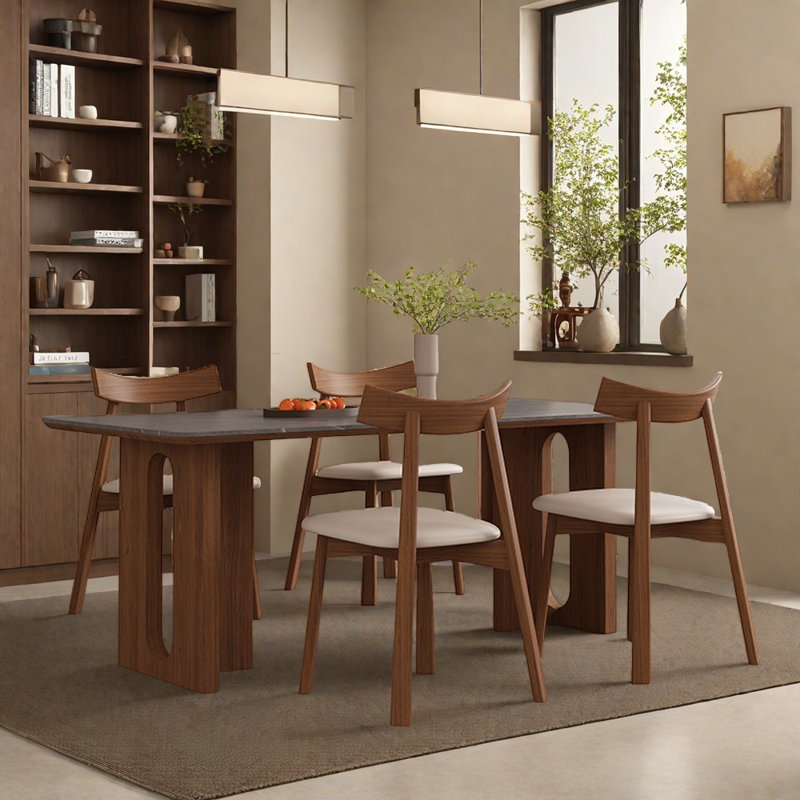 Ensemble de table rectangulaire en bois massif de style rétro, H 29,52 po x L 70,86 po x l 35,43 po
