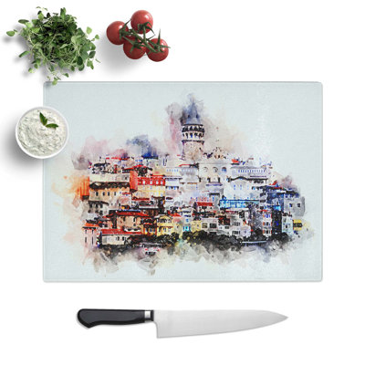 Glass Galata Tower in Istanbul Turkey in Abstract Chopping Board