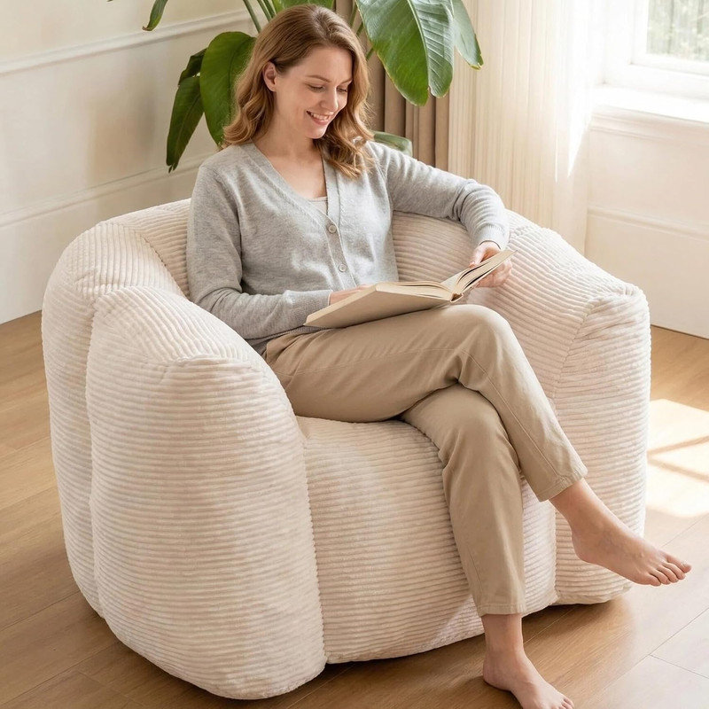 42.13 " Corduroy Sofa, Beige Corduroy, Beige