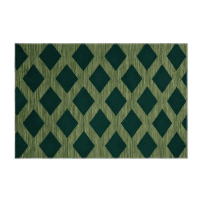 Checkered Green Indoor and Outdoor Area Rug