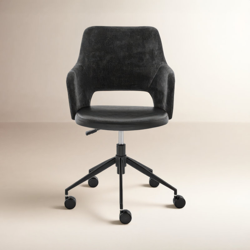 Celena Task Chair, Black Faux Leather
