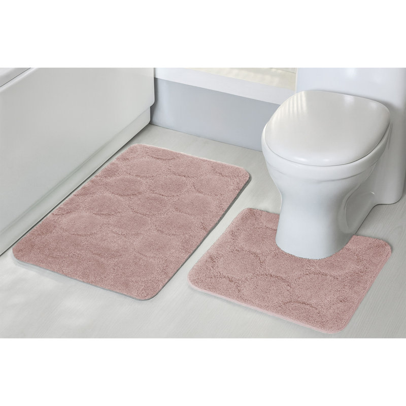 3D Effect Supersoft High Density Anti Slip Cobla Bath Mat Set, Pink
